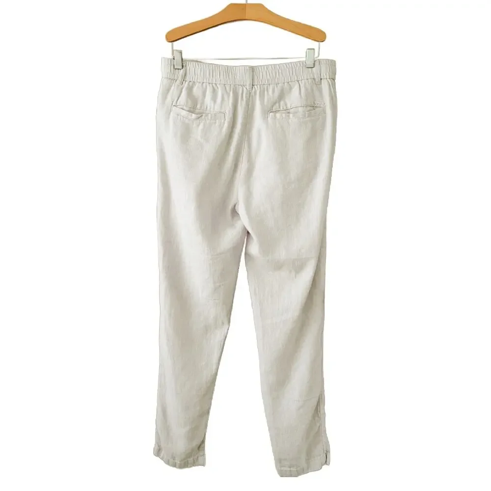 Porter & Ash Mens Linen Cotton Blend Pants Beige Size 29 Beach Coastal Trousers